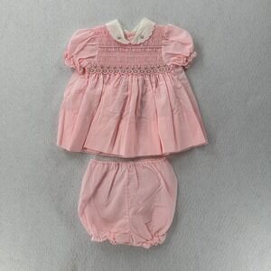 A Little Angel Pink Smocked Baby Dress 24 Mo Dainty‎ Flower Embroidery